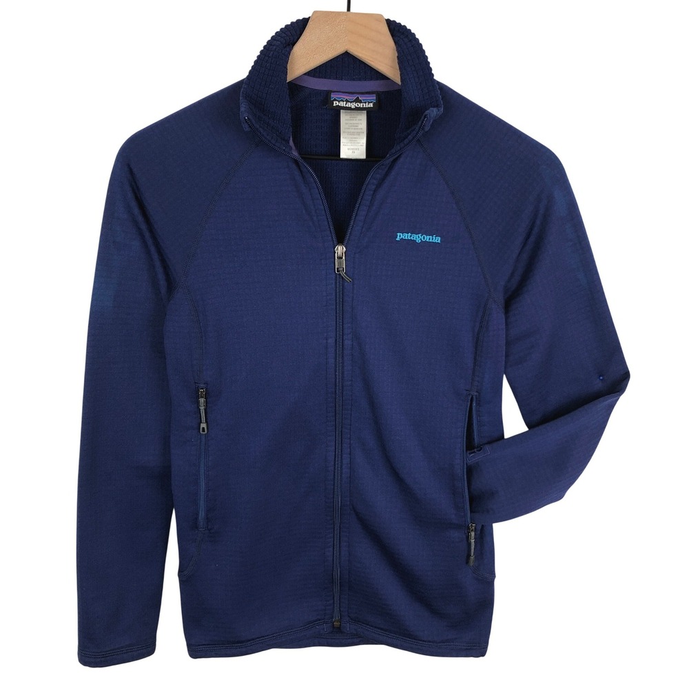 PATAGONIA R1 Polartec Power Dry Full Zip Grid Fleece Jacket Women's XS Blue